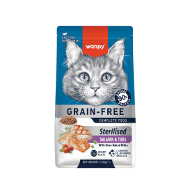 Wanpy Croquettes Sans Céréales au Thon et Saumon pour Chat Stérilisé 1.5kg