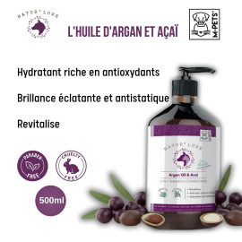 Natur'luxe Shampoing pour Chien 2 en 1 l'Huile d'Argan et Açaï 500ml