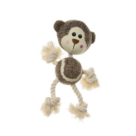 Peluche Singe avec corps balle de tennis et corde naturelle