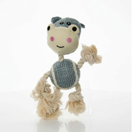 Peluche Hippo avec corps balle de tennis et corde naturelle