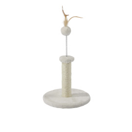 My First : poteau griffoir avec ressort et plumes - Beige clair