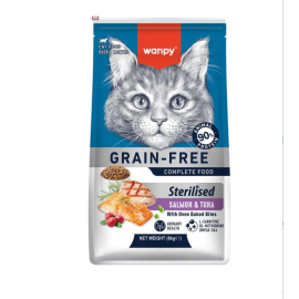 Wanpy croquettes Grain Free au saumon et thon pour chat stérilisé 8 K